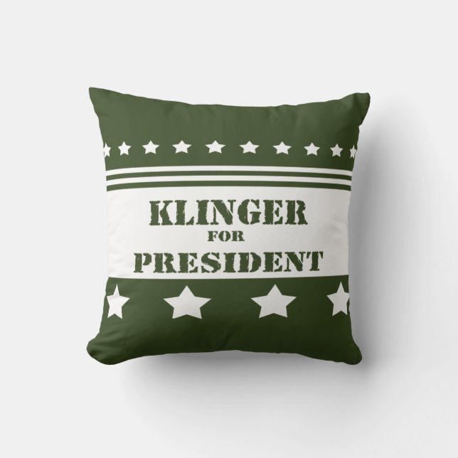 For President Klinger Throw Pillow (Front)