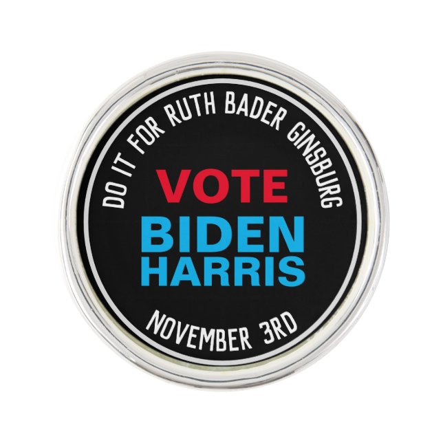 For R.B.G. Vote BIDEN HARRIS 2020 Lapel Pin (Front)
