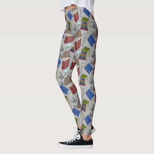 For Readers Mystery Novels Books Patterned Leggings (Left)