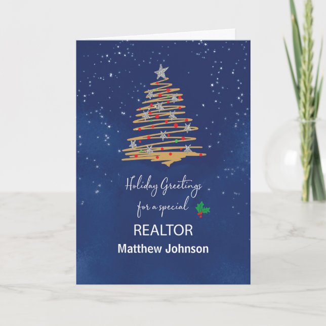 For Realtor Christmas Tree Customizable Name Card (Front)