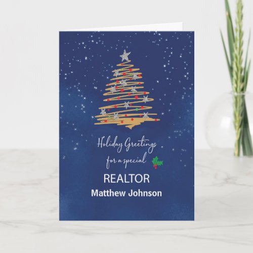 For Realtor Christmas Tree Customizable Name Card