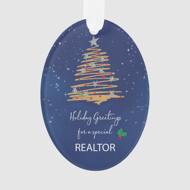 FOR Realtor Christmas Tree Customizable Name Ornament (Front)