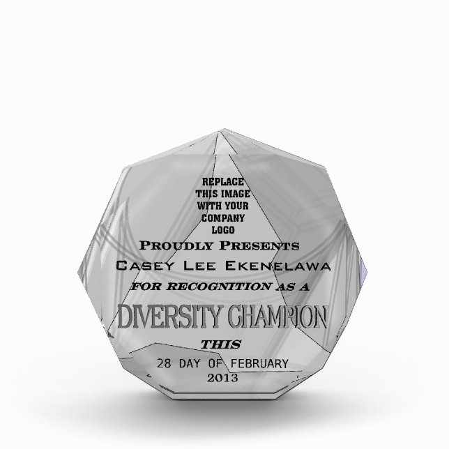 For Recognition as a Diversity Champion Award (Front)