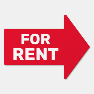 For Rent bold white text on red 2-sided Arrow Sign