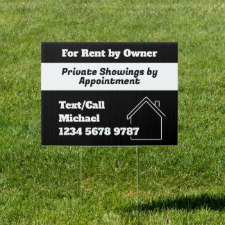 For Rent by Owner Modern Custom Black Sign