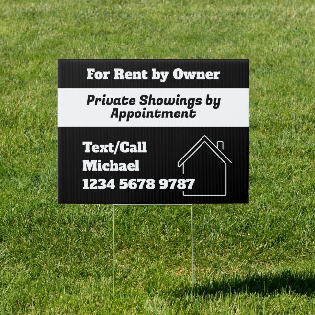 For Rent by Owner Modern Custom Black Sign (Insitu)