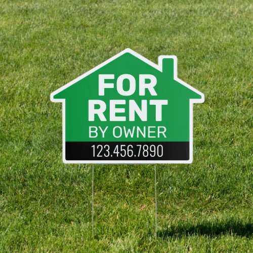 For Rent by Owner _ Phone Number House Green Black Sign