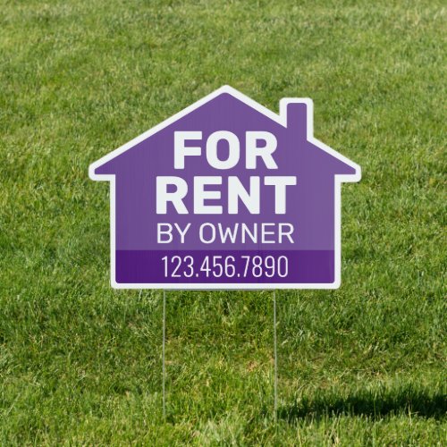 For Rent by Owner _ Phone Number House Purple Sign