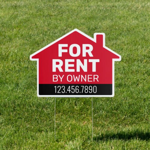 For Rent by Owner _ Phone Number House Red Black Sign