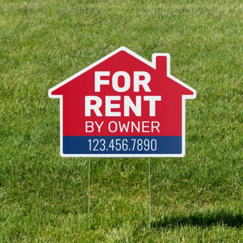 For Rent by Owner _ Phone Number House Red Blue Sign