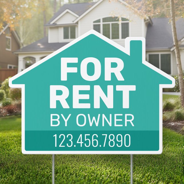 For Rent by Owner - Phone Number Modern House Sign (Custom Real Estate For Rent Sign)