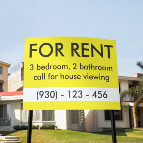 For Rent Custom Real Estate Black Yellow  Sign