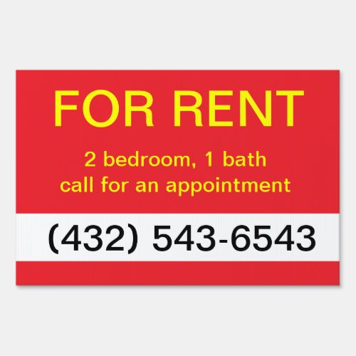 For Rent Custom Real Estate Yard Sign Bright