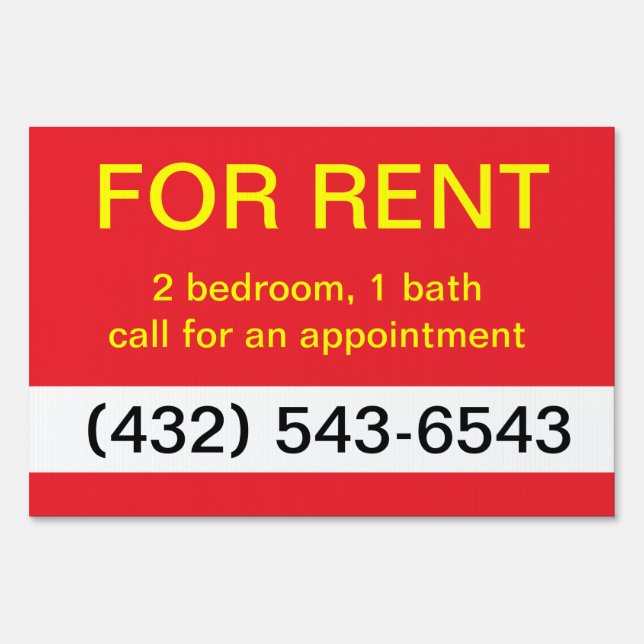 For Rent Custom Real Estate Yard Sign Bright (Front)