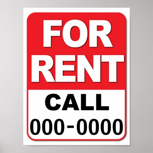 FOR RENT SIGN Customize your number 85 x 11
