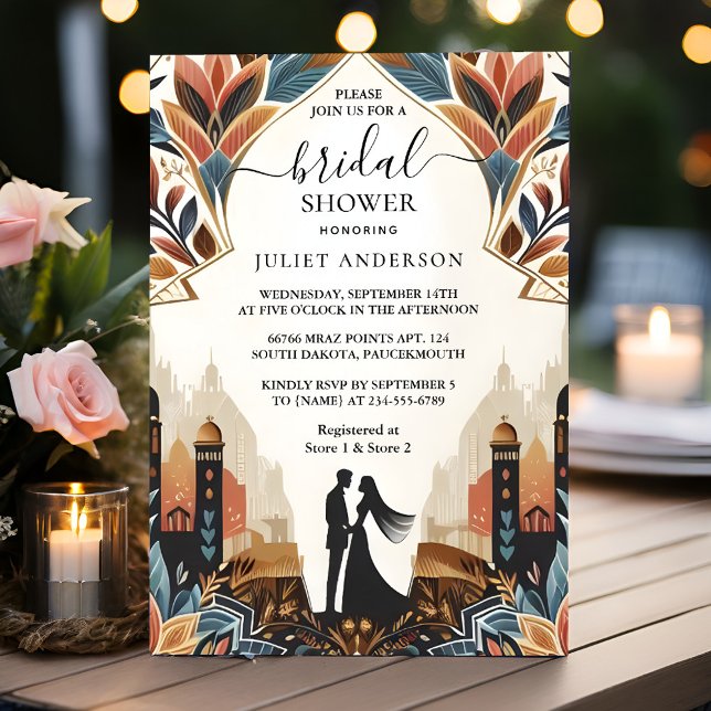 For Retro Arabic Exotic Bold Damask Bridal Shower Invitation (Creator Uploaded)