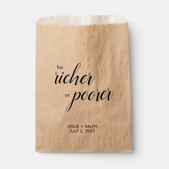 For Richer or Poorer Favor Bags (Front)