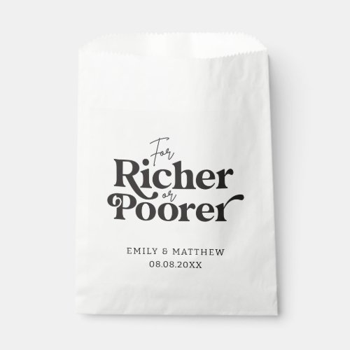For Richer or Poorer Minimalist Wedding Favor Bag