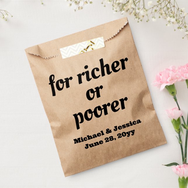 For Richer or Poorer Wedding Lottery Guest Present Favor Bag (Sealed)