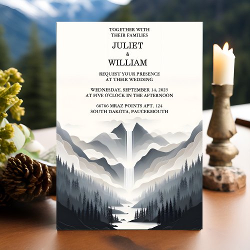 For River Rain Cloud Nature Smoky Mountain Wedding Invitation