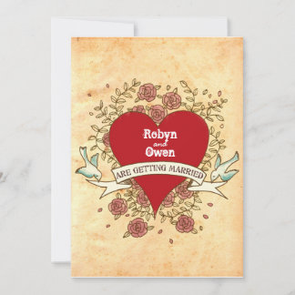 For Robyn & Owen: Rock 'n' Roll Wedding (Roses) Invitation
