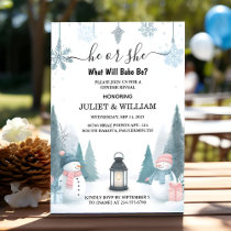 For Rustic Snow Cold Ice Cozy Winter Gender Reveal Invitation
