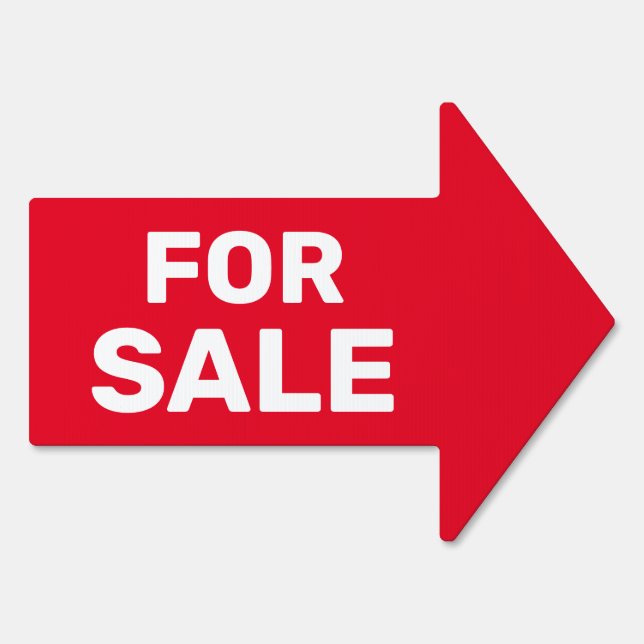 For Sale bold white text on red 2-sided Arrow Sign (Back)