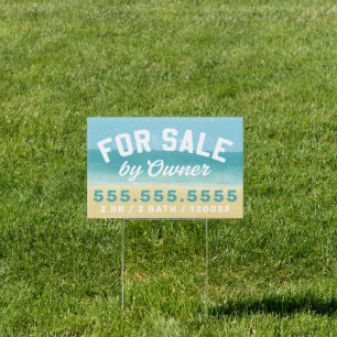 For Sale by Owner Beach Watercolor Sign