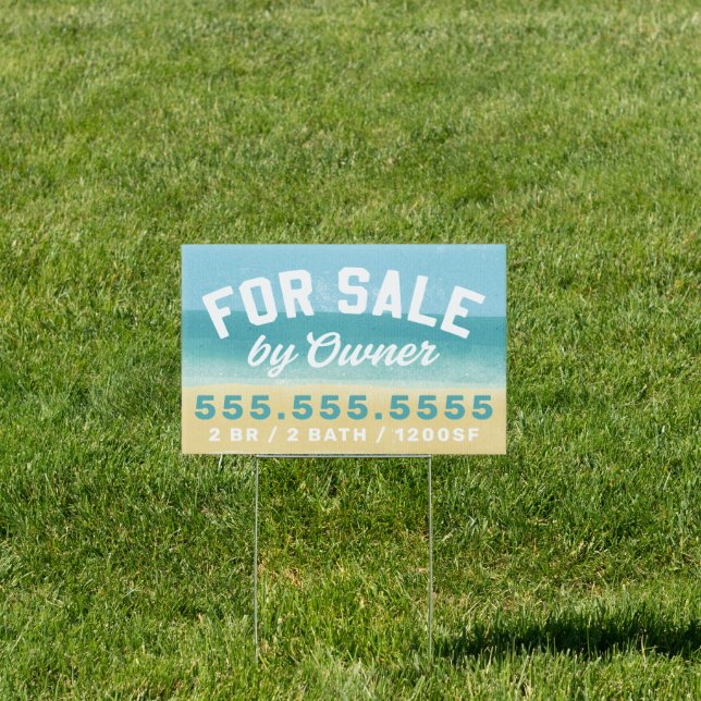 For Sale by Owner Beach Watercolor Sign (Insitu)