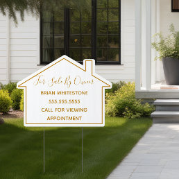 For Sale By Owner Chic Gold Real Estate House Yard Sign
