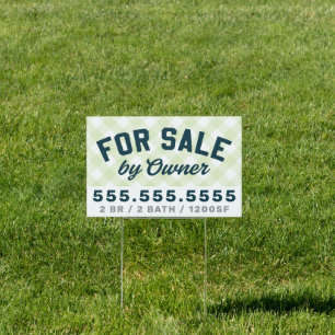 For Sale by Owner Gingham Sign