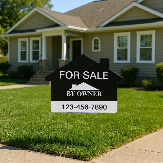 For Sale By Owner House Sale Sign (For Sale By Owner House Sale Sign by Ricaso. Easy to personalize, hose shape sign for realtors)