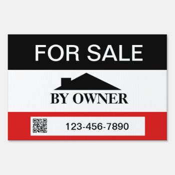 For Sale By Owner House Sale With Qr Template Yard Sign by Ricaso_Intros at Zazzle