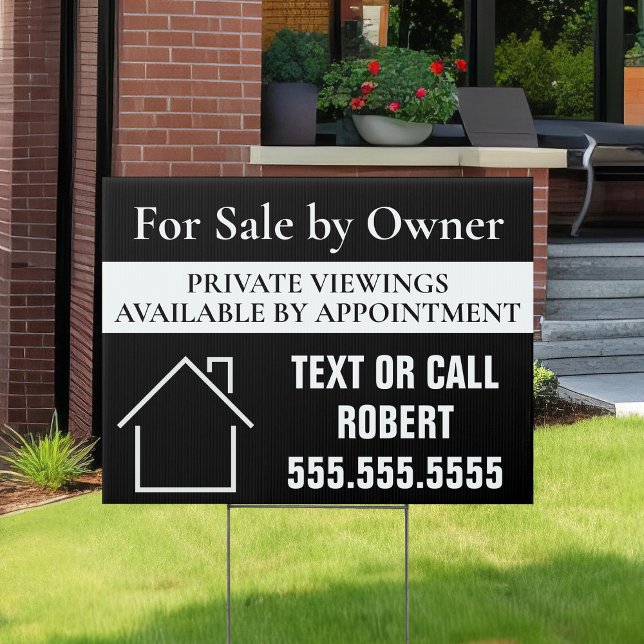 For Sale by Owner Modern Custom Black Yard Sign (Creator Uploaded)