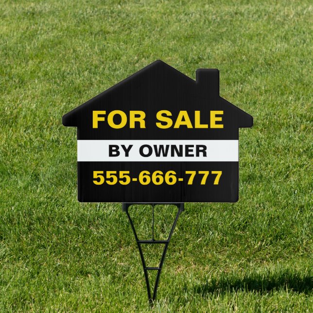 For Sale By Owner Real Estate House Shape Lawn Sign (Insitu)