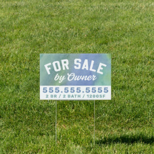 For Sale by Owner Watercolor Sign