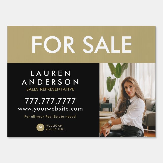 For Sale Modern Real Estate Front Lawn Yard Sign (Front)