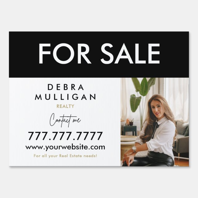 For Sale Modern Real Estate Front Lawn Yard Sign (Front)