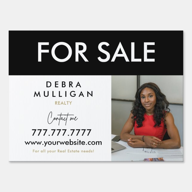 For Sale Modern Real Estate Front Lawn Yard Sign (Front)