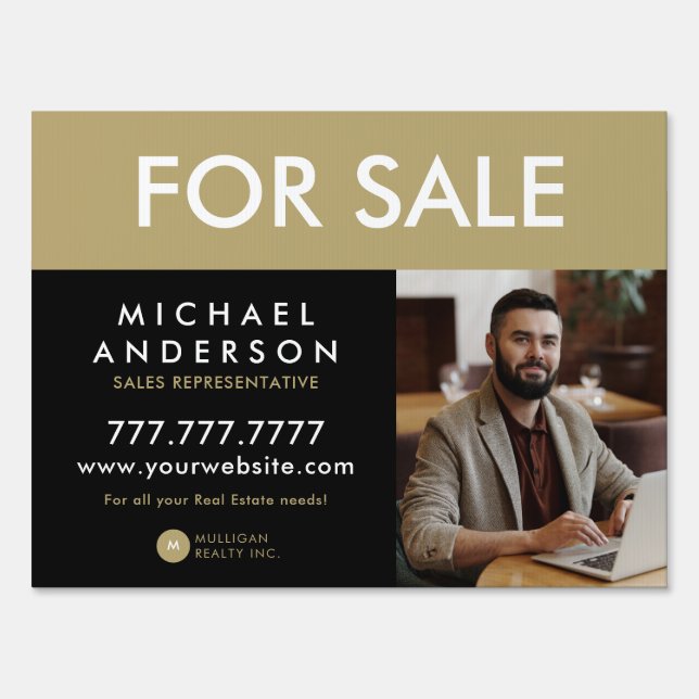 For Sale Modern Real Estate Front Lawn Yard Sign (Front)
