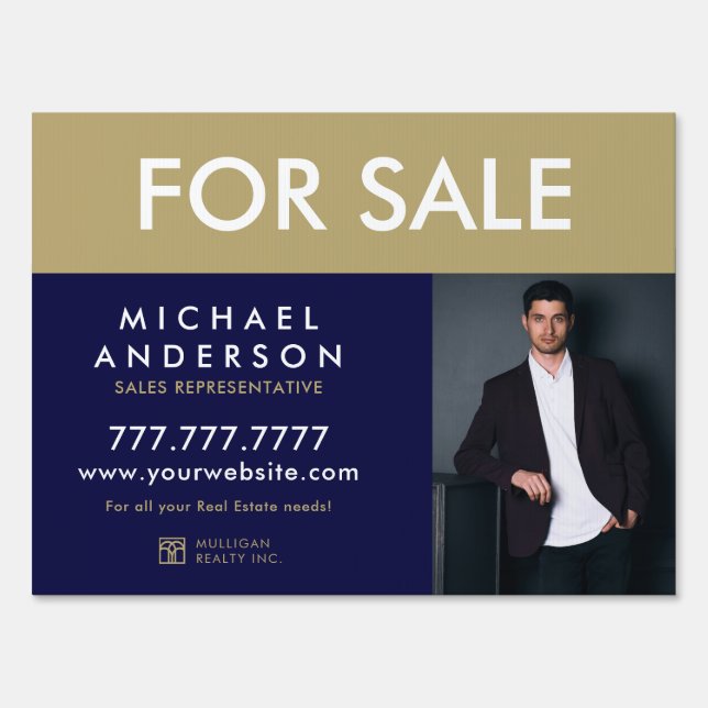 For Sale Modern Real Estate Front Lawn Yard Sign (Front)