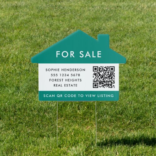 For Sale or Open House  Real Estate QR Code Green Sign