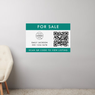For Sale or Open House   Real Estate QR Code Green Wall Decal