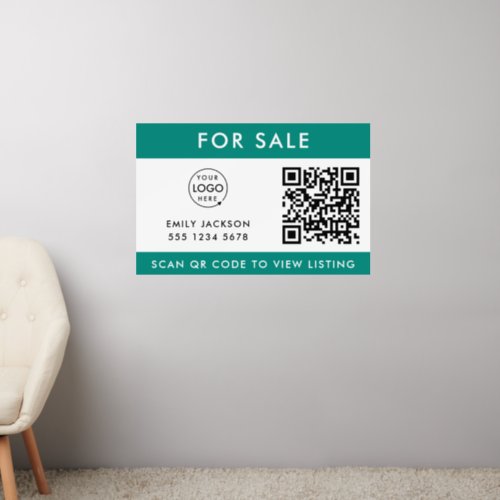 For Sale or Open House  Real Estate QR Code Green Wall Decal