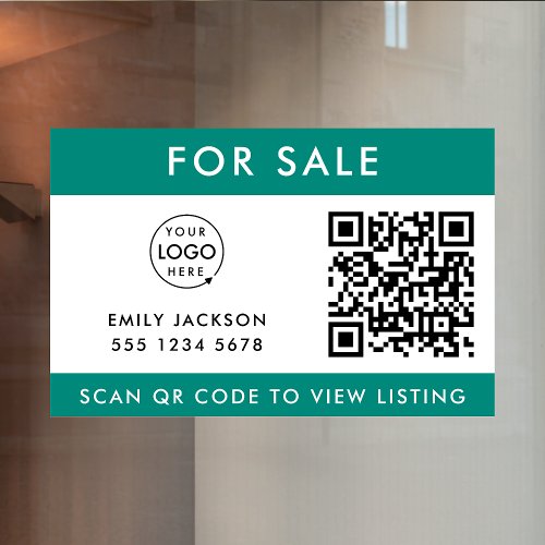 For Sale or Open House  Real Estate QR Code Green Window Cling
