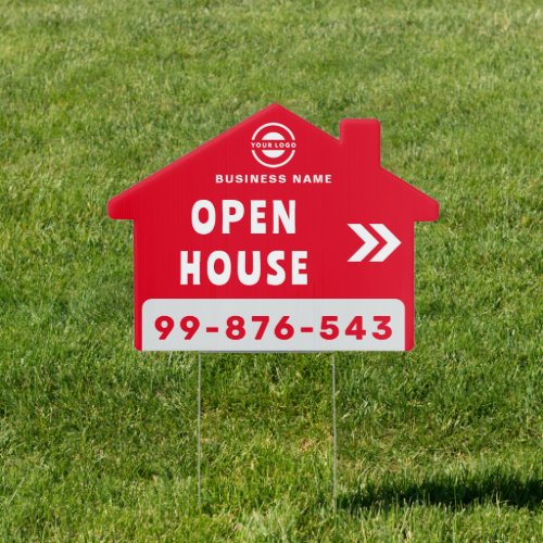 For Sale or Open House  Real Estate Red White Sig Sign