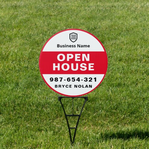 For Sale or Open House  Real Estate Red White Sign