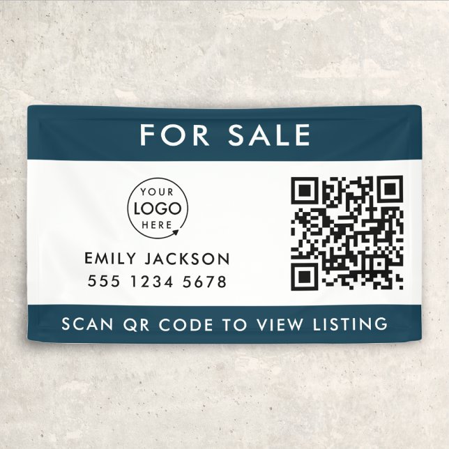 For Sale | QR Code Realtor Agent Listing Blue Banner (Creator Uploaded)