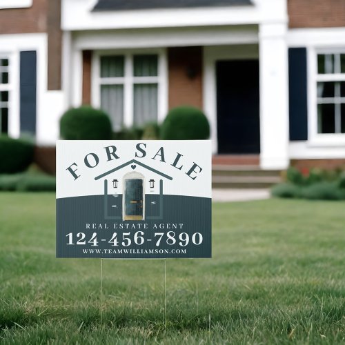 For Sale Real Estate Agent Green Watercolor Door Sign