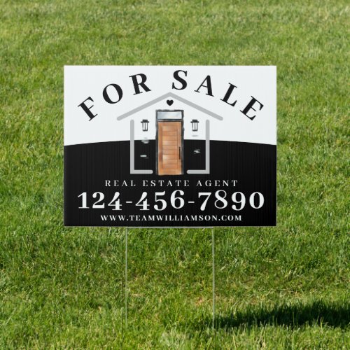 For Sale Real Estate Agent Modern Mid_Century Door Sign